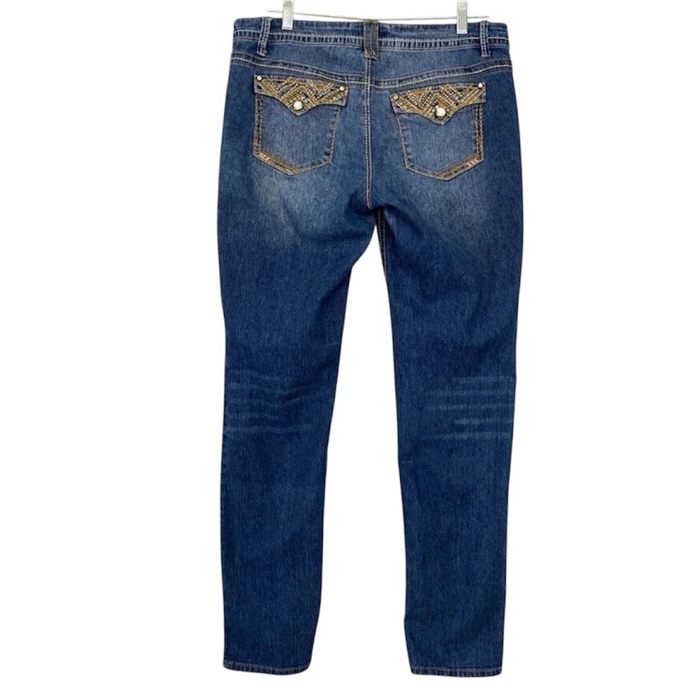 l.e.i Jeans Womens Rhinestones Distressed Taylor Low
Rise Skinny Med Denim 5
